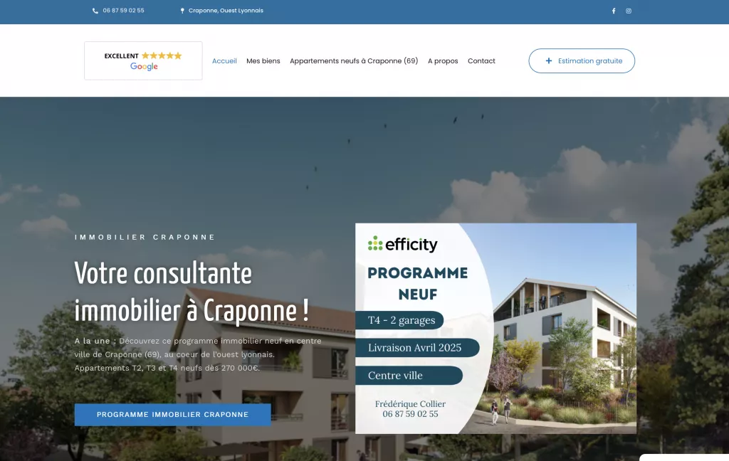 Création du site internet immobilier Craponne 69, agence immobilière à Craponne